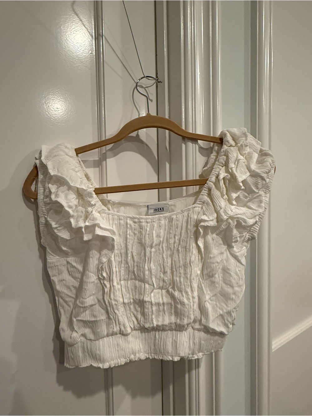 Jacks White Ruffled Crop Top
